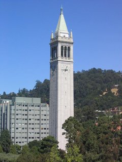 Sather Tower today (with Evans Hall in the background)