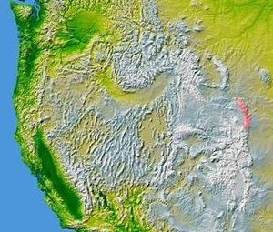 The Laramie Mountains are shown highlighted on a map of the western United States
