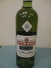 A bottle of modern Pernod Fils absinthe.