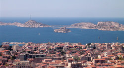 The Chteau d'If and neighboring offshore islands seen from Marseille