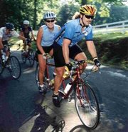 A tandem bicycle and riders taking part in the Bike Virgina tour