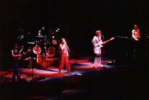 The progressive rock band Yes performing in 1977.
