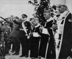 Clerics photographed with leaders of the wartime Croatian Nazi puppet state
