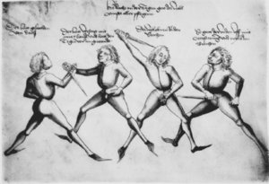 plate 170 of Talhoffers Fechtbuch of 1467, showing  combat