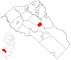 Pitman highlighted in Gloucester County. Inset map: Gloucester County highlighted in the State of New Jersey.