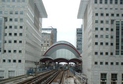 Canary Wharf DLR station from Heron Quays