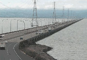 Eastern causeway portion of San Mateo-Hayward Bay Bridge (view from Hayward looking west toward San Mateo)