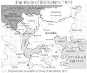 Borders of Bulgaria according to the Treaty of San Stefano of March 3rd, 1878