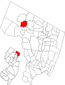 Map highlighting Allendale's location within Bergen County. Inset: Bergen County's location within New Jersey.