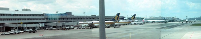Changi's Terminal 1 to the right, Terminal 2 to the left