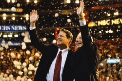 Al Gore and Joe Lieberman at the 2000 Democratic National Convention.
