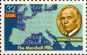U.S. postage stamp issued 1997 honoring the 50th anniversary of the Marshall Plan.