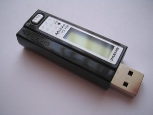 A Creative MuVo, a small solid-state  in a flash drive form-factor.