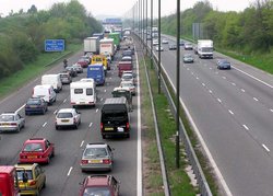 The M4 near Bristol (England) looking west towards Wales