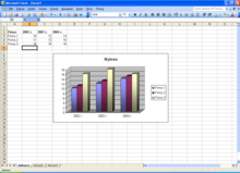 Excel 2003, showing a default new spreadsheet