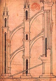 's drawing of a flying buttress at Reims, ca. AD 1320–1335  ()