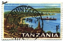 1-shilling stamp of 1965, used at  probably in 1968. Note that the postmark still gives "Tanganyika" as country name.