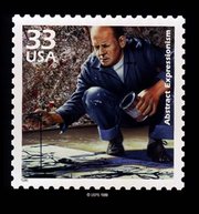 This USPS stamp illustrates Pollock's drip technique.