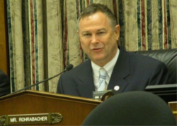Rohrabacher presides over a meeting of the Space and Aeronautics Subcommittee of the House Science Committee.