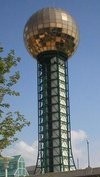 The Sunsphere, from the 1982 World's Fair, characterizes the Knoxville skyline