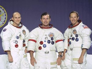 Apollo 16 crew portrait (L-R: Mattingly, Young and Duke)