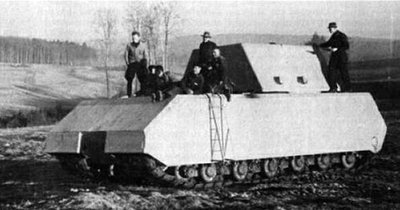 A Maus prototype with a dummy turret being tested