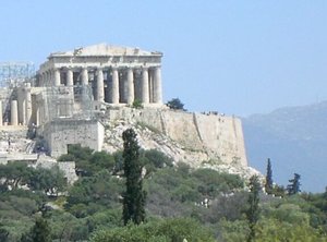 The Parthenon seen from the hill of the Pnyx to the west