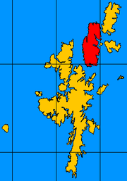 Yell shown within Shetland Islands
