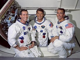 Apollo 7 crew portrait (L-R: Eisle, Schirra and Cunningham)