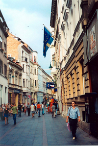 Ferhadija street, the most popular pedestrian street in Sarajevo.