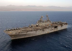 The USS Kearsarge steaming in the Gulf of Aqaba