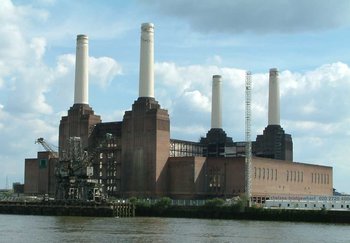 Battersea Power Station viewed from the north bank of the River Thames at Pimlico