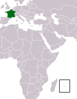 Location of Reunion and France proper