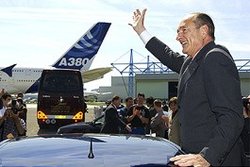  congratulating Airbus workers in Toulouse one day after the successful maiden flight of the A380