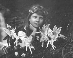 Frances with the fairies, taken by Elsie in July 1916. One of the five photographs.