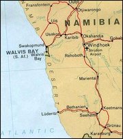 Map of Walvis Bay before the handover to Namibia
