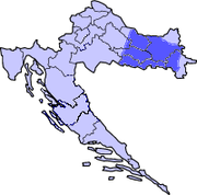 Map of Croatia with Slavonia highlighted