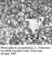 Convection cells on the Sun with North America superimposed