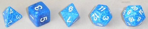 The use of , like this set of dice (in order d4, d6, d8, d12, d20), is an integral part of the D&D experience