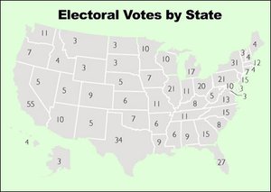 Presidential electoral votes by state