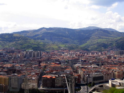 Cityscape of Bilbao, with the  on the bottom right