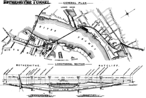 Sectional map of the Rotherhithe Tunnel, 1906