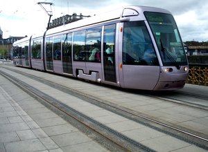 Luas tram crossing the Liffey