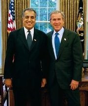 Dr. Zalmay Khalilzad with George W. Bush in the .