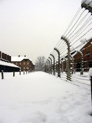 Auschwitz view of the camp by the winter