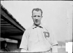 A  photograph of Gleason as the second baseman for the Philadelphia Phillies.