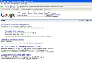 The webpage that shows the results of a search for . This is an example of .