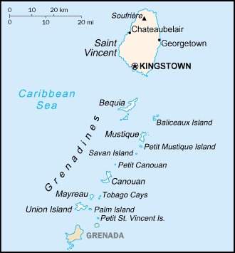 Map of Saint Vincent and the Grenadines