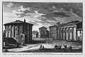 Temple of Hercules Victor (T. Herculis Victoris). The temple of Portunus on the right. Etching by , mid 18th century.