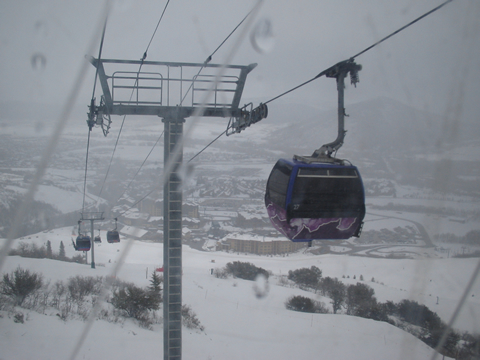 An example of a gondola lift at the Canyons in Park City, Utah. This lift was built by Poma with gondola cabins built by CWA.